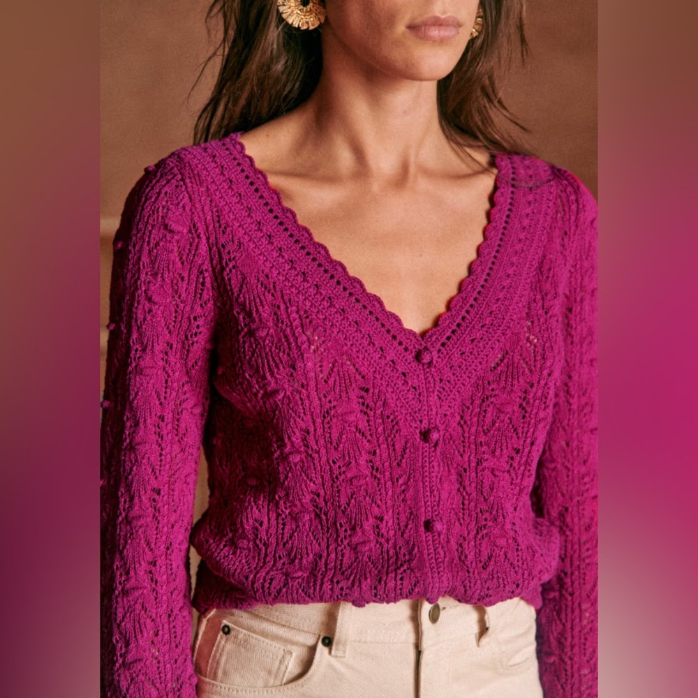 Sezane Saja Cardigan XS Magenta - Picture 2 of 6